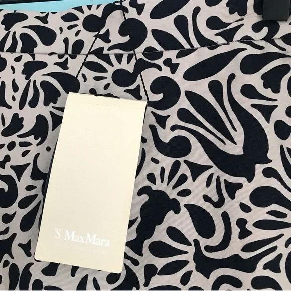 MaxMara Pancone Geometric High Rise Textured Mini Silk Skirt 8 Black Rare - Picture 5 of 16